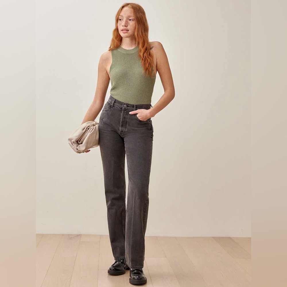Reformation Lilac Tencel Lyocell & Linen Blend Top